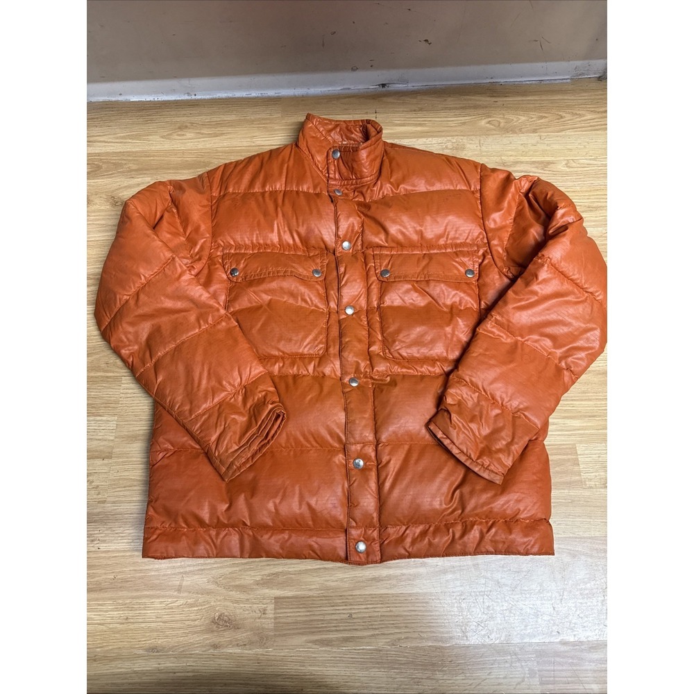 Vintage‎ Comfy Jacket Mens Large Down Insulated Puffer Orange 70s 80s